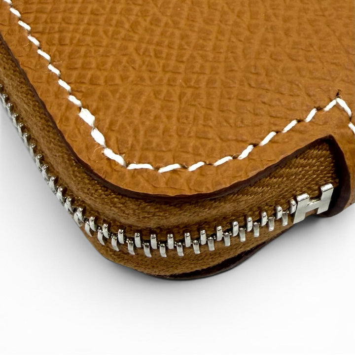 Pristine HERMES Coin case Azap compact silk in Zip Around Epsom Leather Women