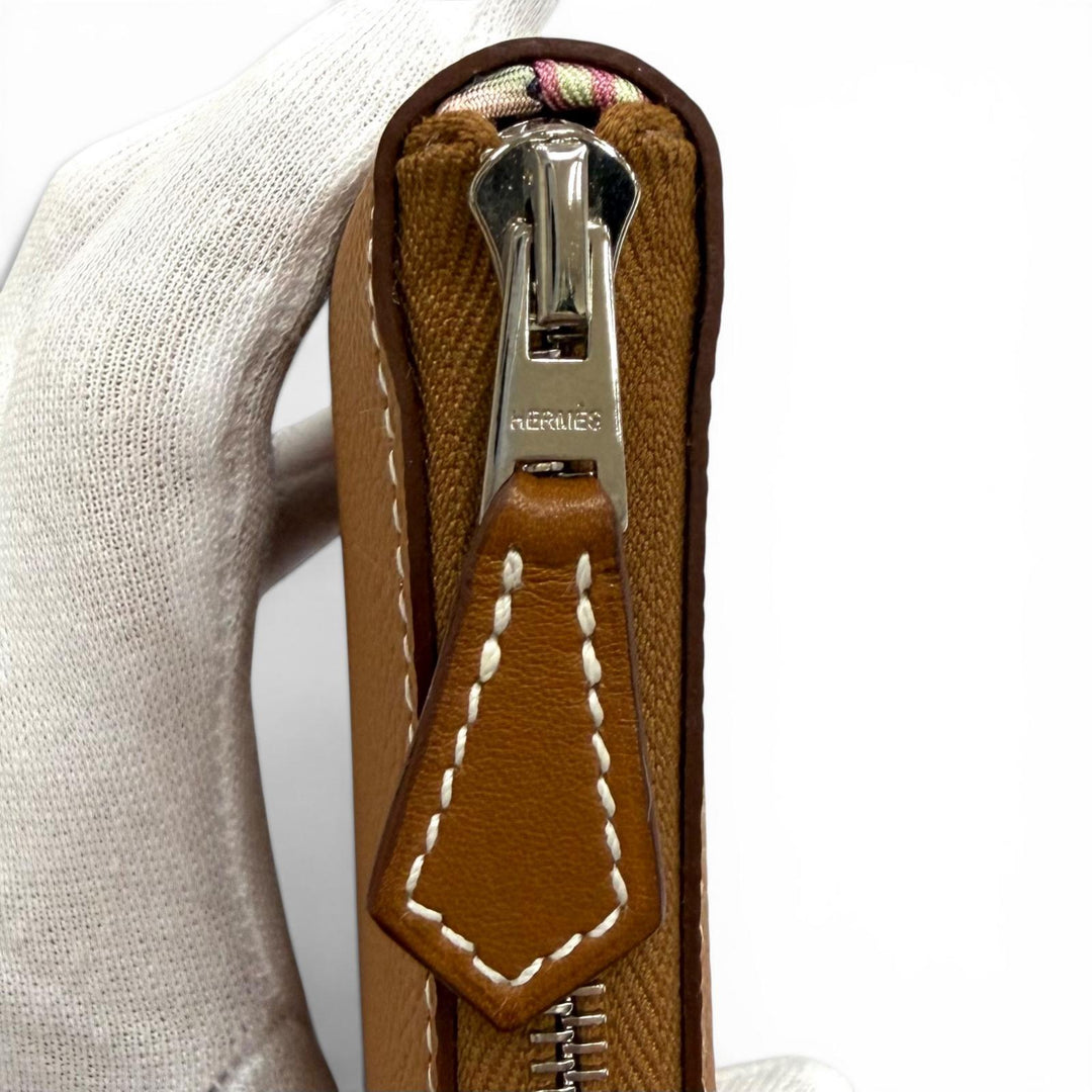 Pristine HERMES Coin case Azap compact silk in Zip Around Epsom Leather Women
