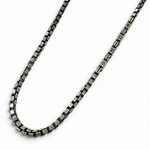 Great LOUIS VUITTON Necklace LV Tailor Monogram Chain Silver AG925 mens M02027
