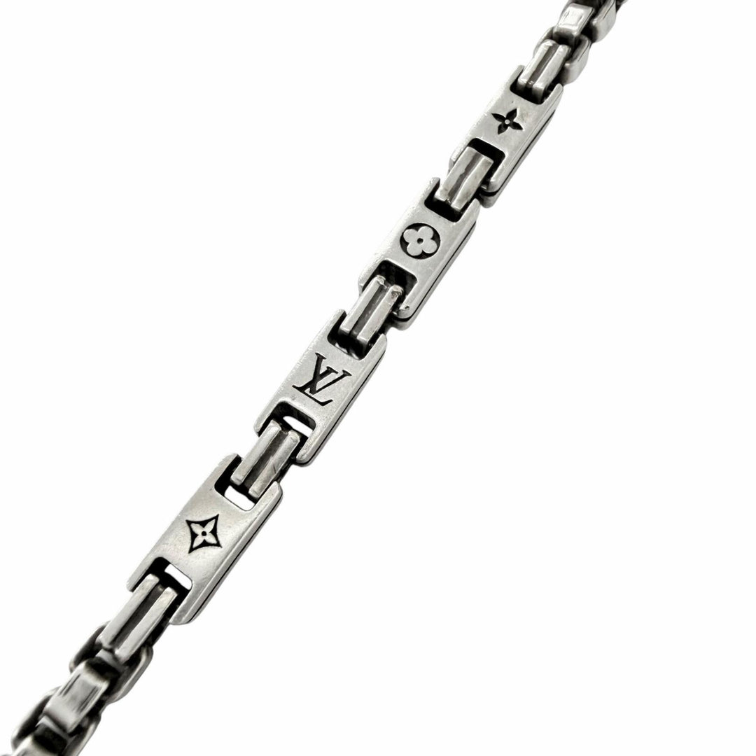 Great LOUIS VUITTON Necklace LV Tailor Monogram Chain Silver AG925 mens M02027