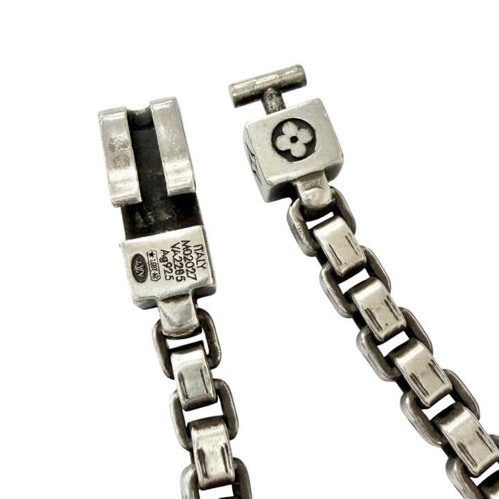 Great LOUIS VUITTON Necklace LV Tailor Monogram Chain Silver AG925 mens M02027