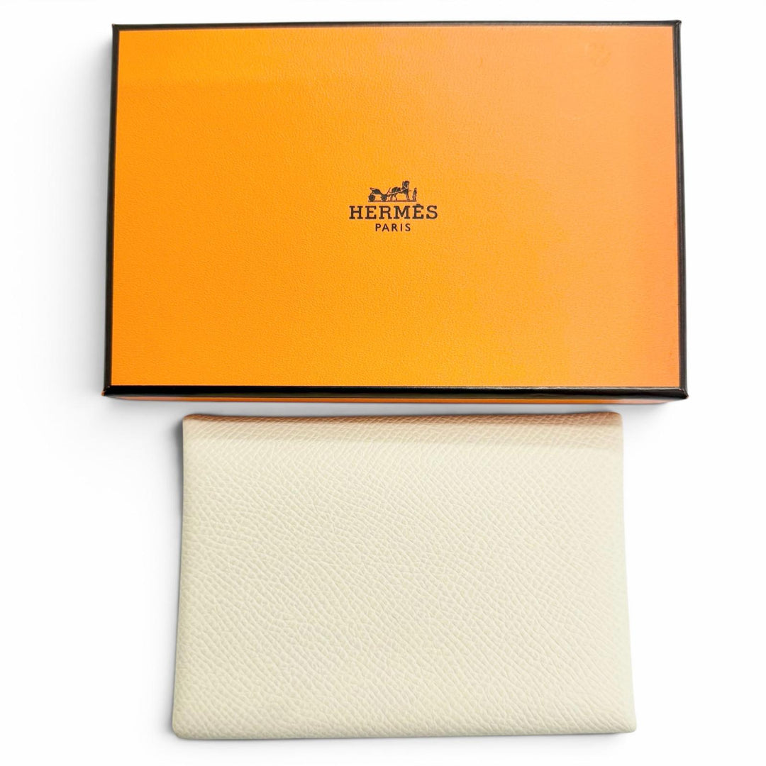 Great HERMES Coin case Calvi duo Compact wallet Epsom Leather Women