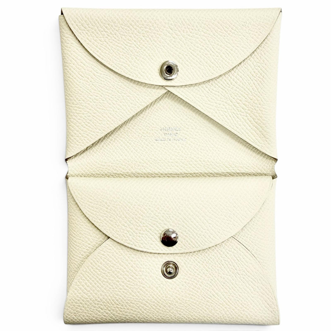 Great HERMES Coin case Calvi duo Compact wallet Epsom Leather Women