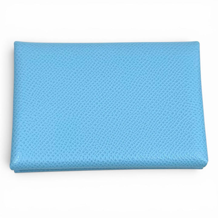 Excellent HERMES Bifold Wallet Calvi duo Serie Metal Compact Wallet Epsom