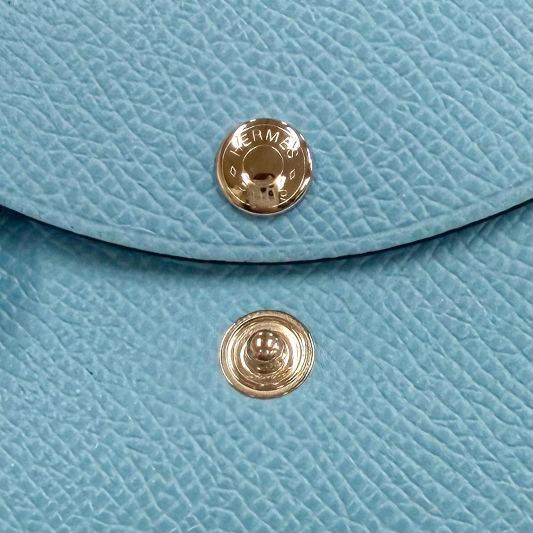 Excellent HERMES Bifold Wallet Calvi duo Serie Metal Compact Wallet Epsom
