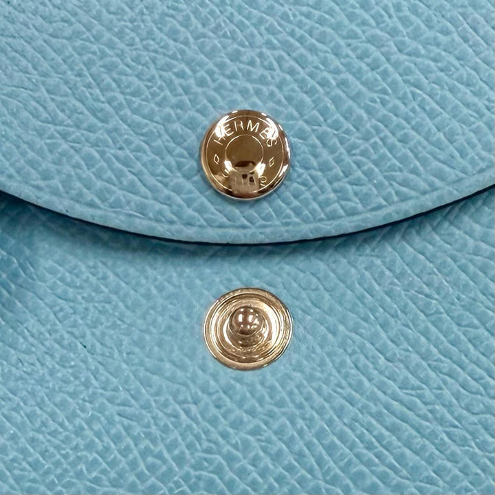 Excellent HERMES Bifold Wallet Calvi duo Serie Metal Compact Wallet Epsom