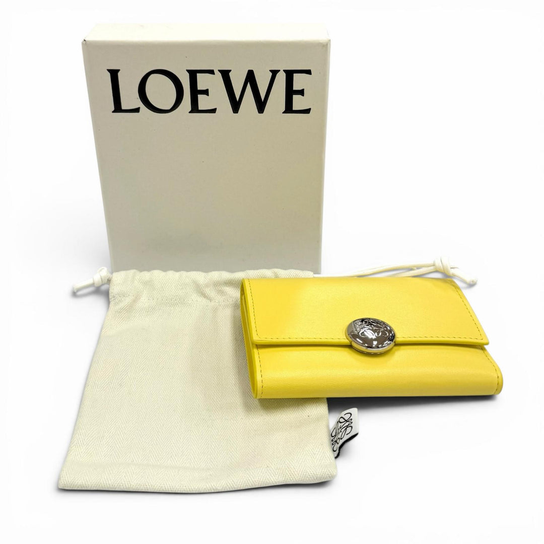 Very Good LOEWE Tri-fold wallet Pebble Vertical Wallet Small CANBS33X01
