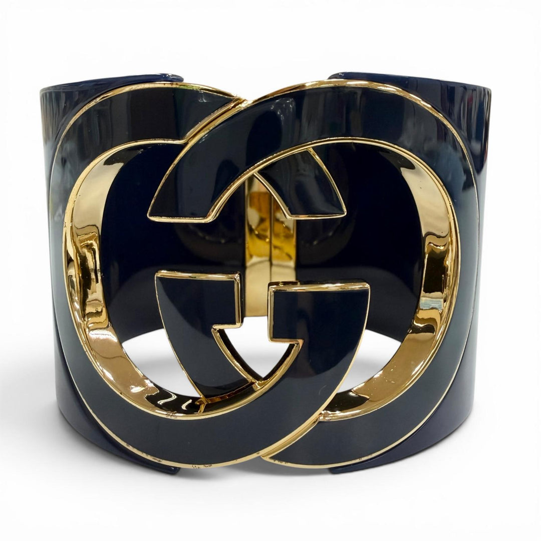 Excellent GUCCI Bangle Interlocking G Navy mens L