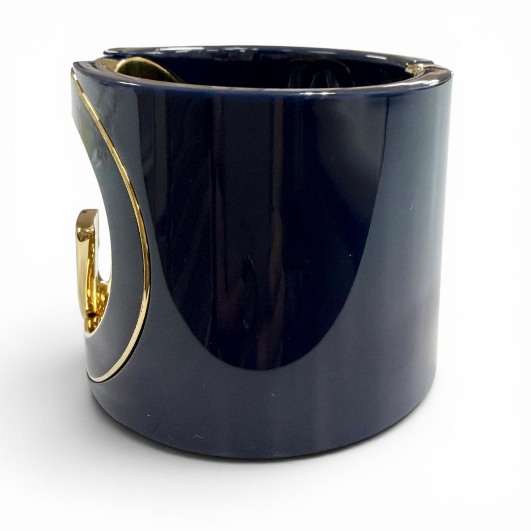 Excellent GUCCI Bangle Interlocking G Navy mens L