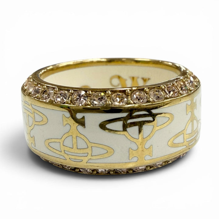 Great Vivienne Westwood Ring ring Orb white Rhinestone mens