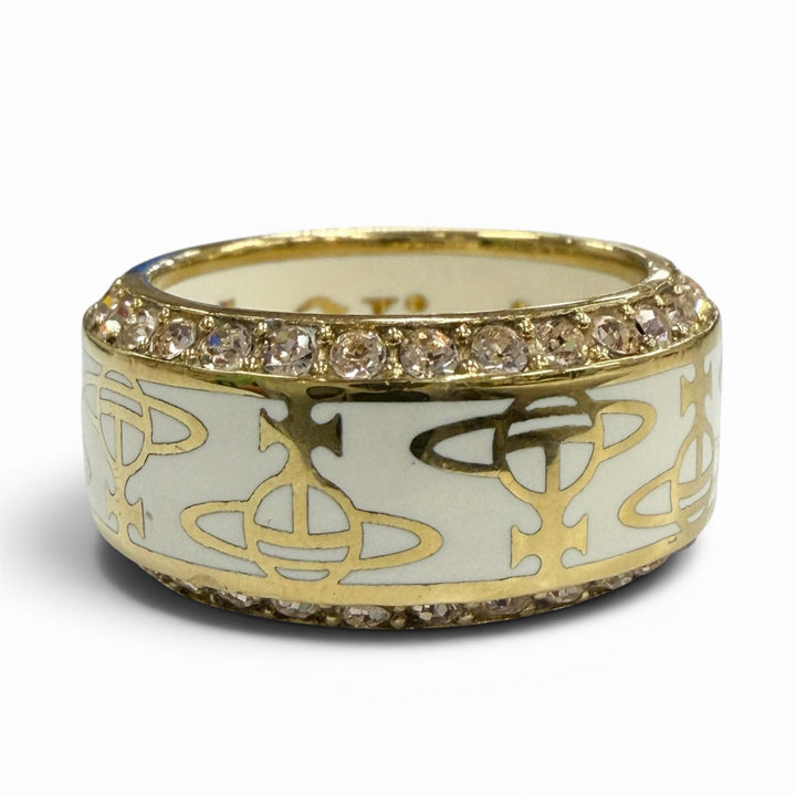Great Vivienne Westwood Ring ring Orb white Rhinestone mens