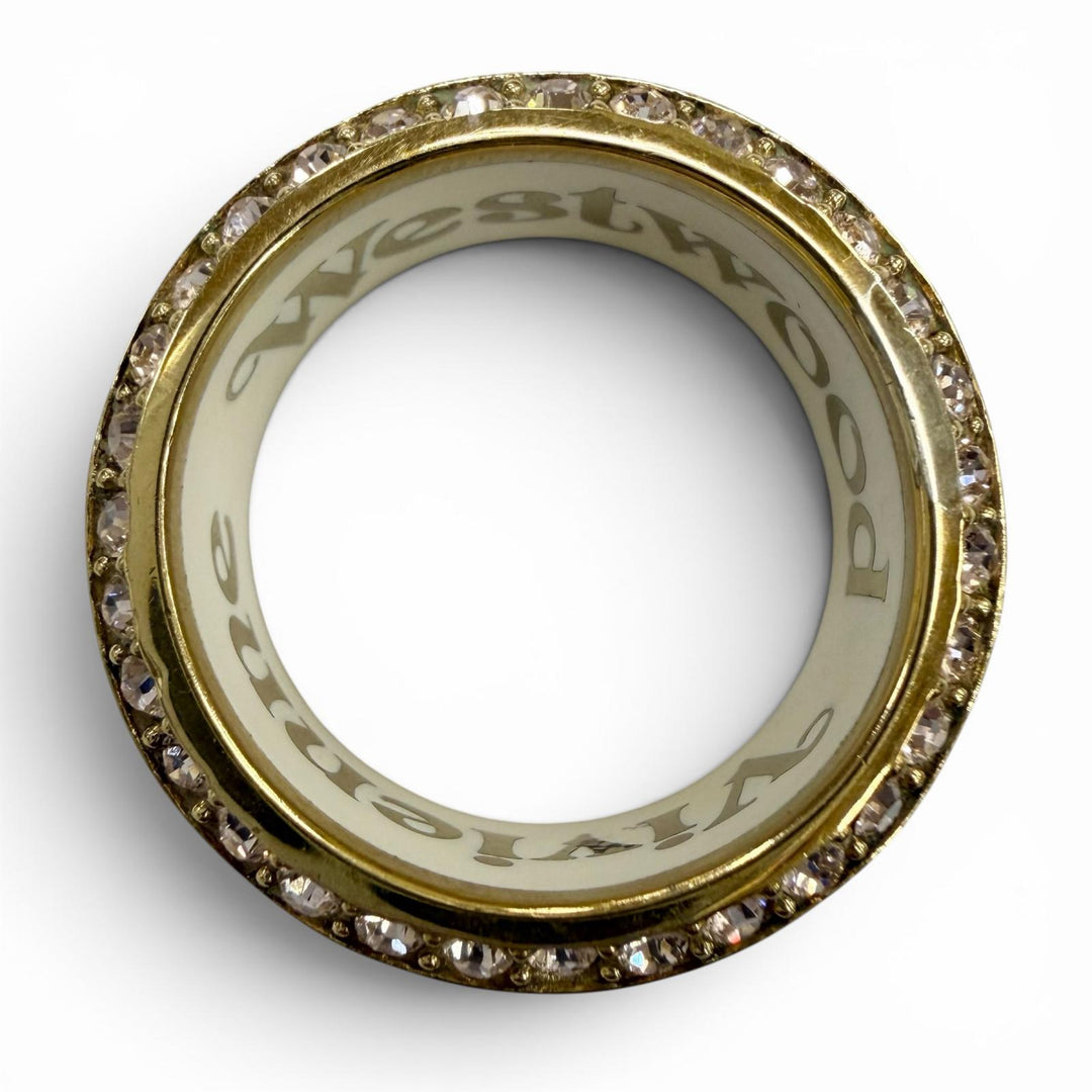 Great Vivienne Westwood Ring ring Orb white Rhinestone mens