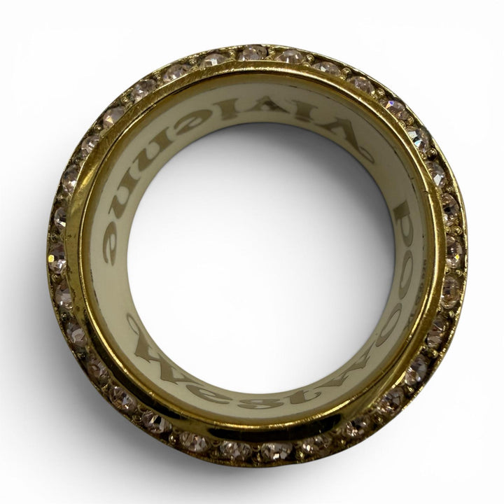 Great Vivienne Westwood Ring ring Orb white Rhinestone mens