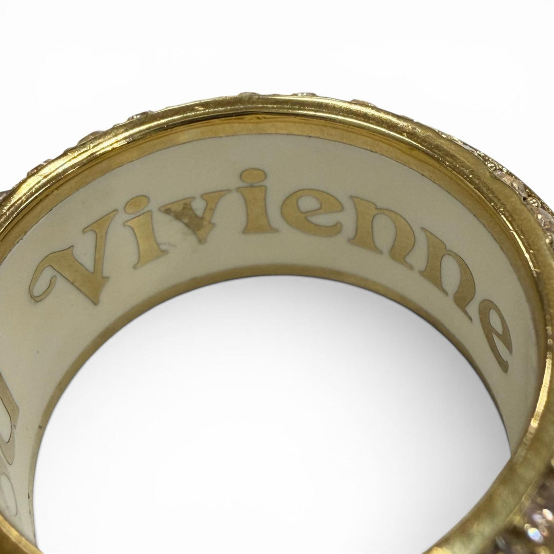 Great Vivienne Westwood Ring ring Orb white Rhinestone mens