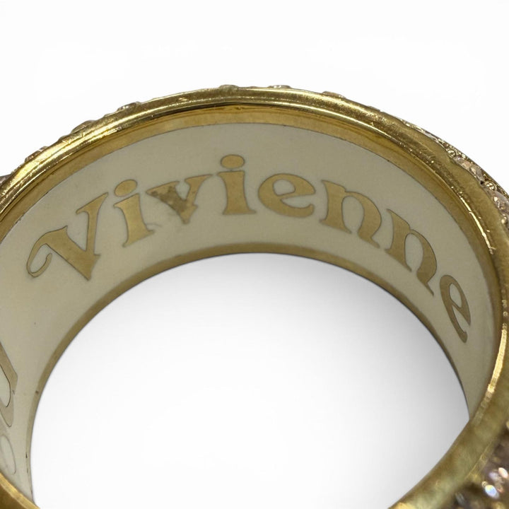 Great Vivienne Westwood Ring ring Orb white Rhinestone mens