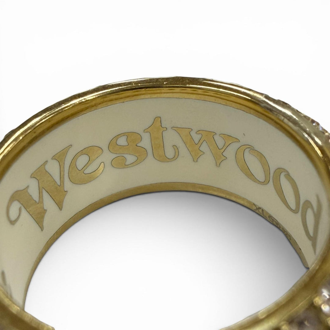 Great Vivienne Westwood Ring ring Orb white Rhinestone mens