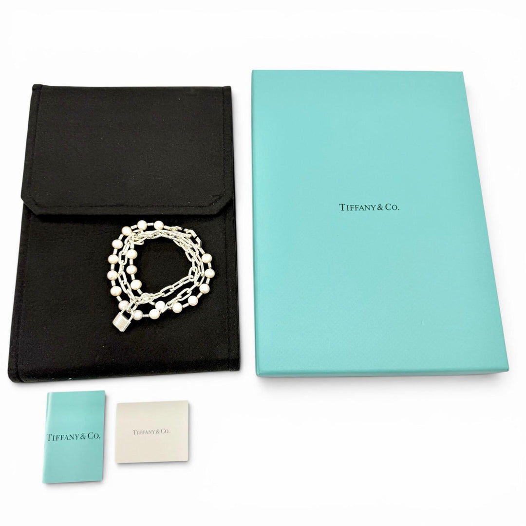Great TIFFANY&Co. bracelet Pearl Rock Silver AG925 Women