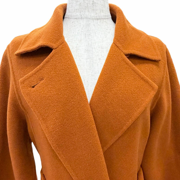 Excellent Max Mara Cucito Amano Angora Cashmere Blend Belted Wrap Coat 40