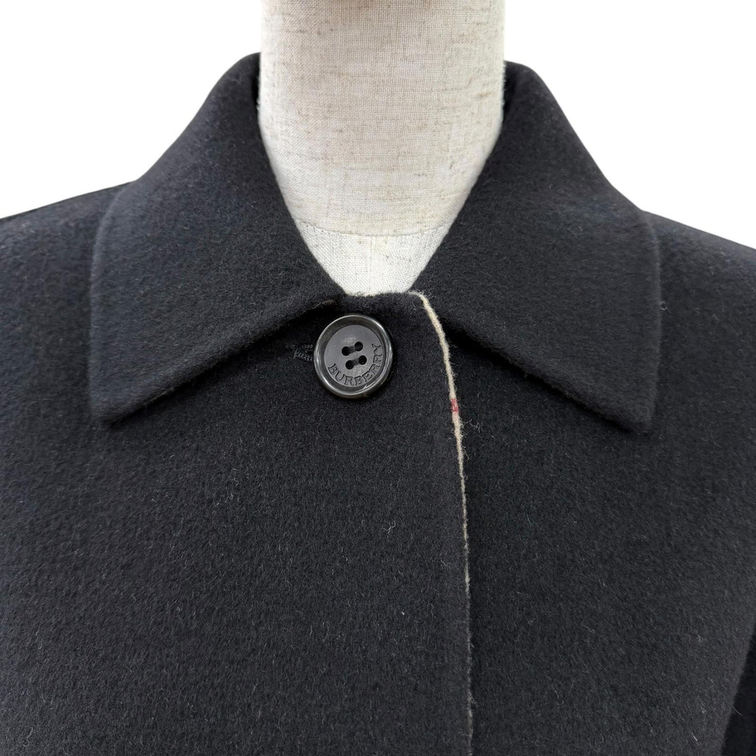 Excellent BURBERRY LONDON Nova check pattern lining, belt wrap coat black 38