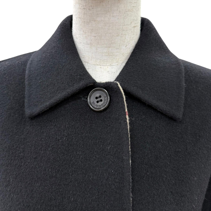 Excellent BURBERRY LONDON Nova check pattern lining, belt wrap coat black 38