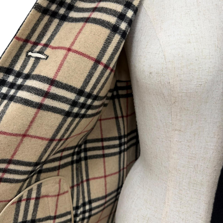 Excellent BURBERRY LONDON Nova check pattern lining, belt wrap coat black 38