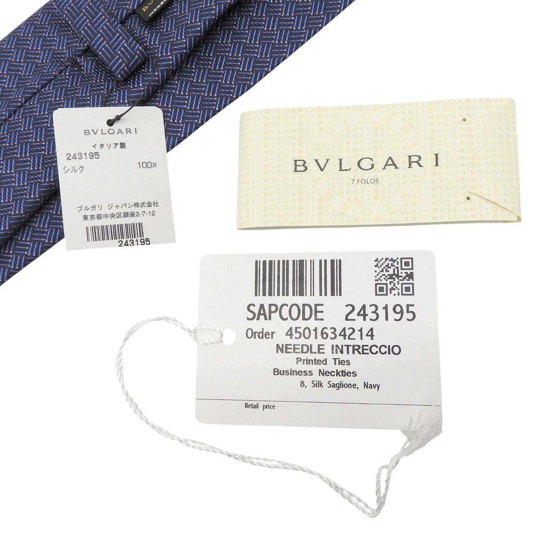 Pristine BVLGARI tie Overall handle black silk mens