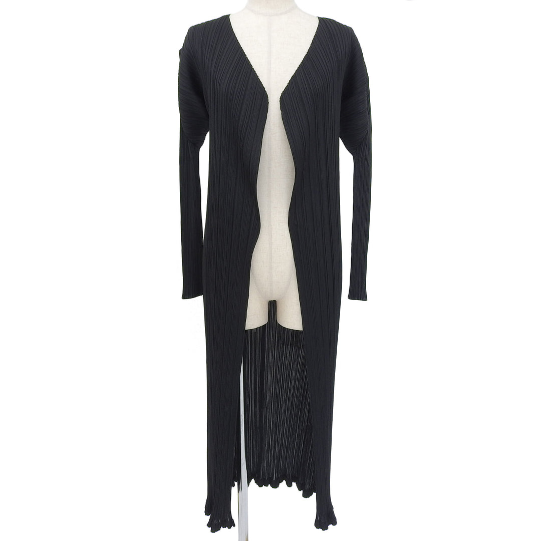Great PLEATS PLEASE cardigan Open Front Long black polyester Women 2 PP05-JA001