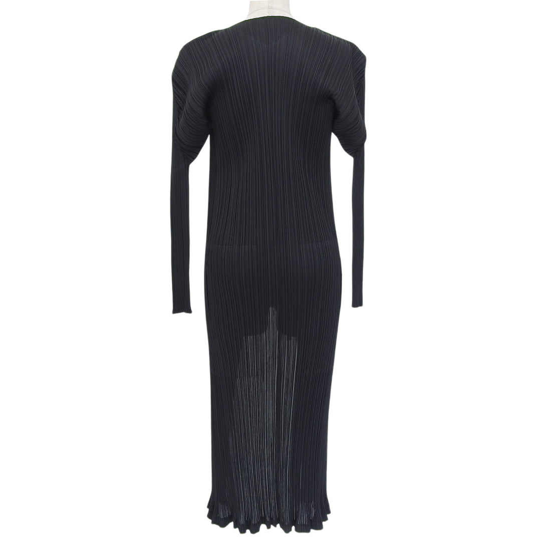 Great PLEATS PLEASE cardigan Open Front Long black polyester Women 2 PP05-JA001
