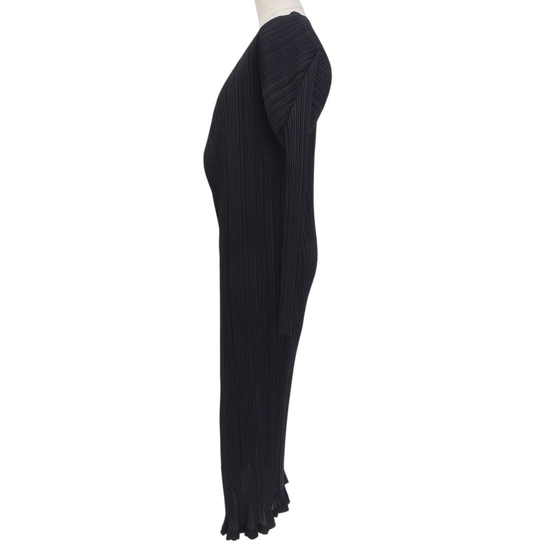Great PLEATS PLEASE cardigan Open Front Long black polyester Women 2 PP05-JA001