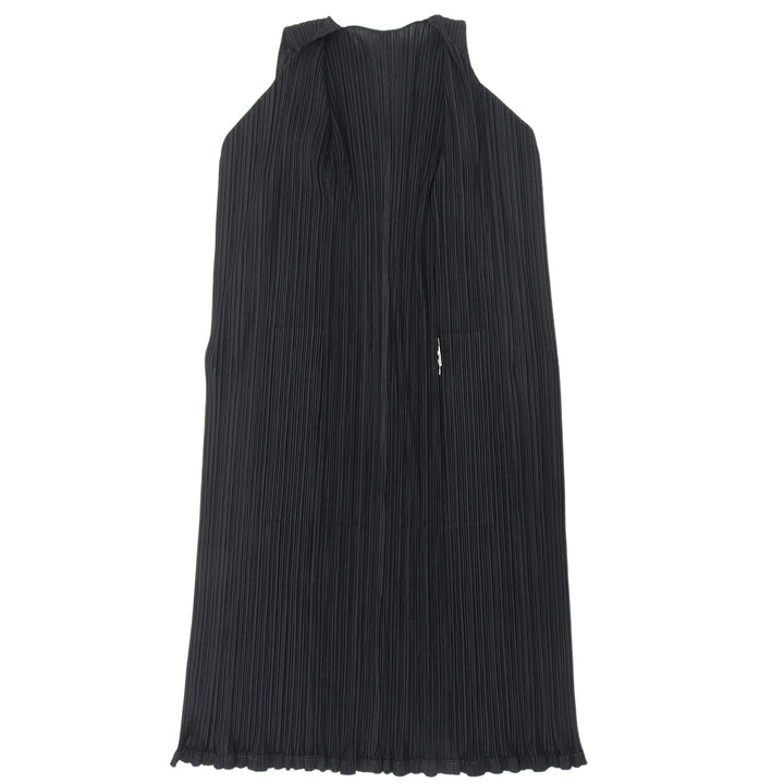Great PLEATS PLEASE cardigan Open Front Long black polyester Women 2 PP05-JA001