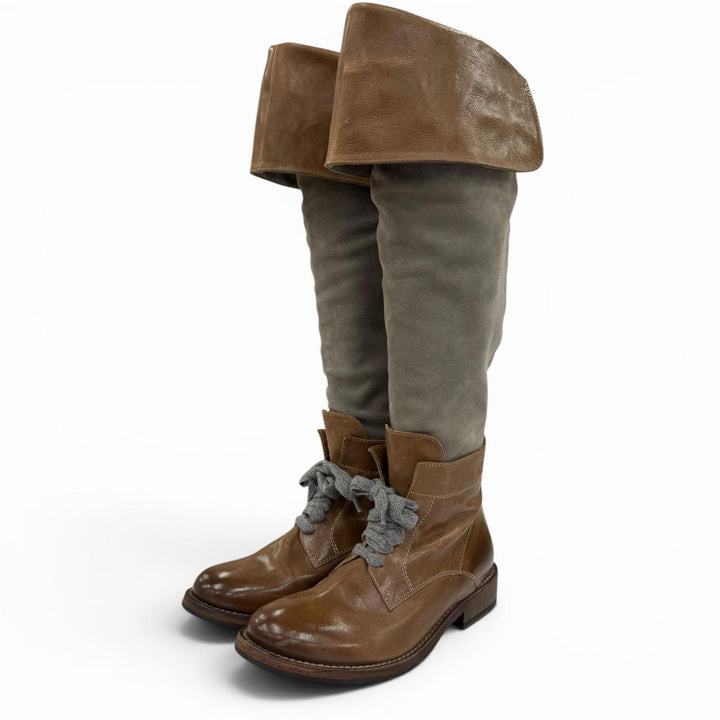 Excellent Brunello Cucinelli Knee-high boots switching Brown leather Women 38