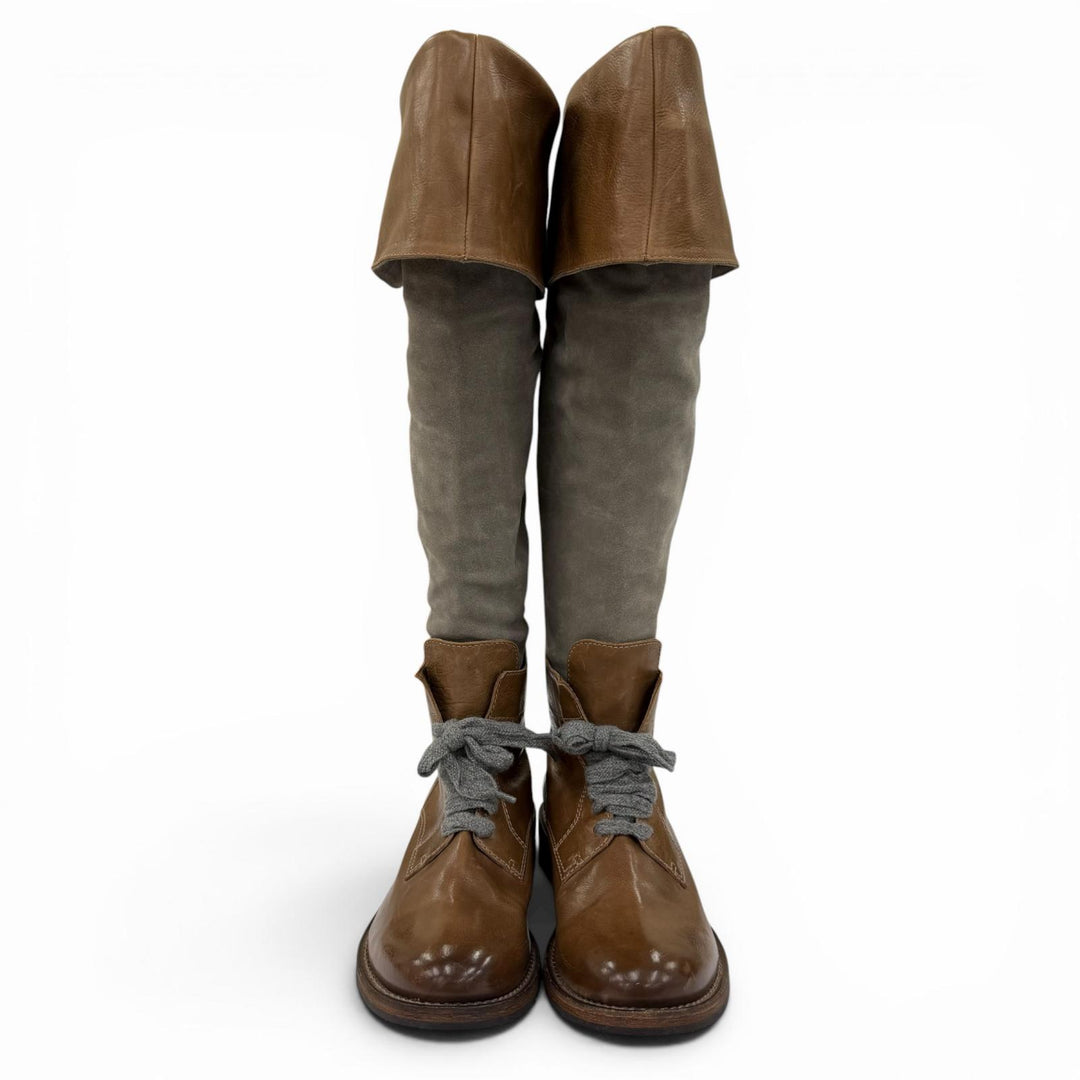 Excellent Brunello Cucinelli Knee-high boots switching Brown leather Women 38
