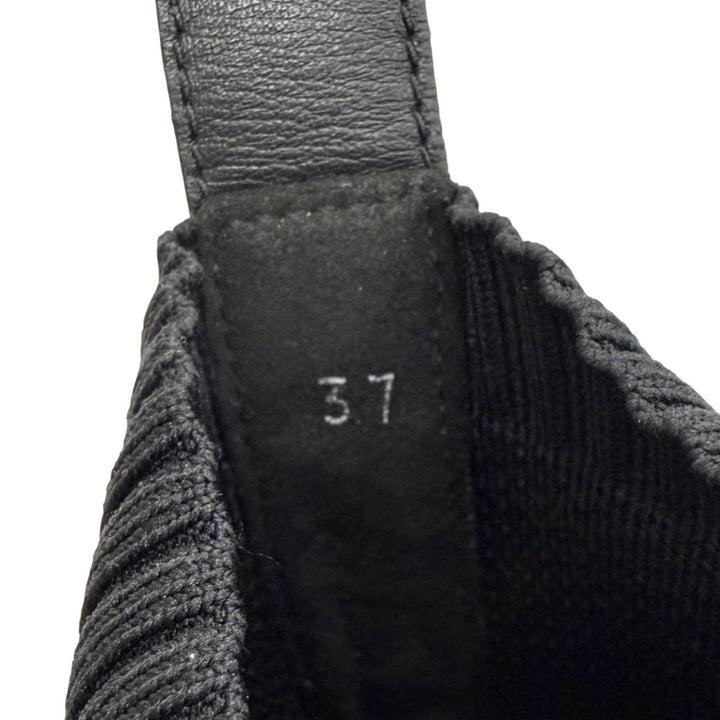 Very Good HERMES sneakers fan H logo sole leather fabric knit socks black 37