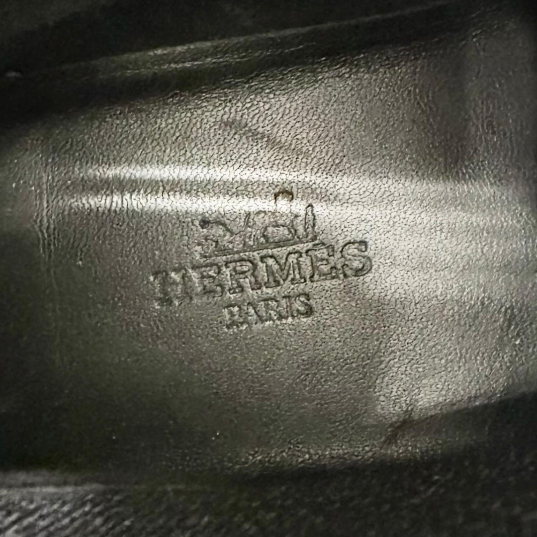 Very Good HERMES sneakers fan H logo sole leather fabric knit socks black 37
