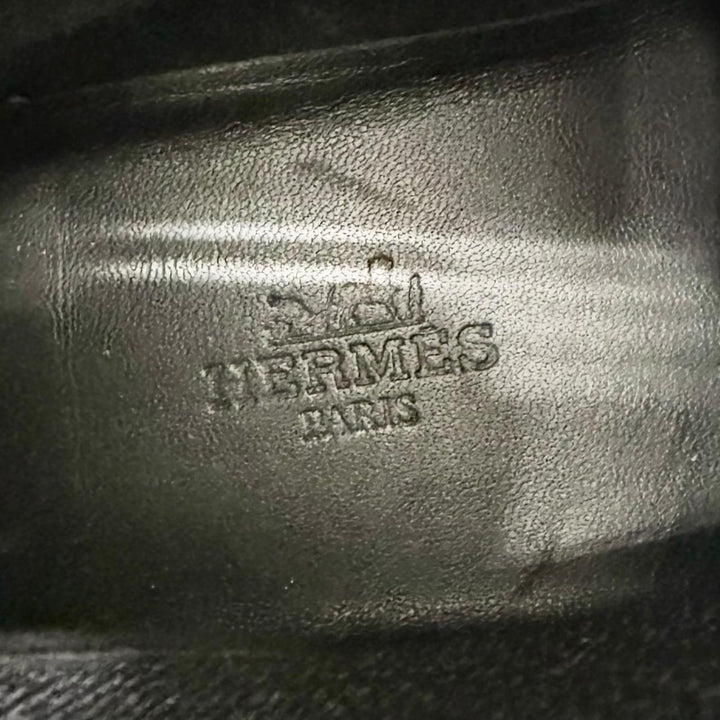 Very Good HERMES sneakers fan H logo sole leather fabric knit socks black 37
