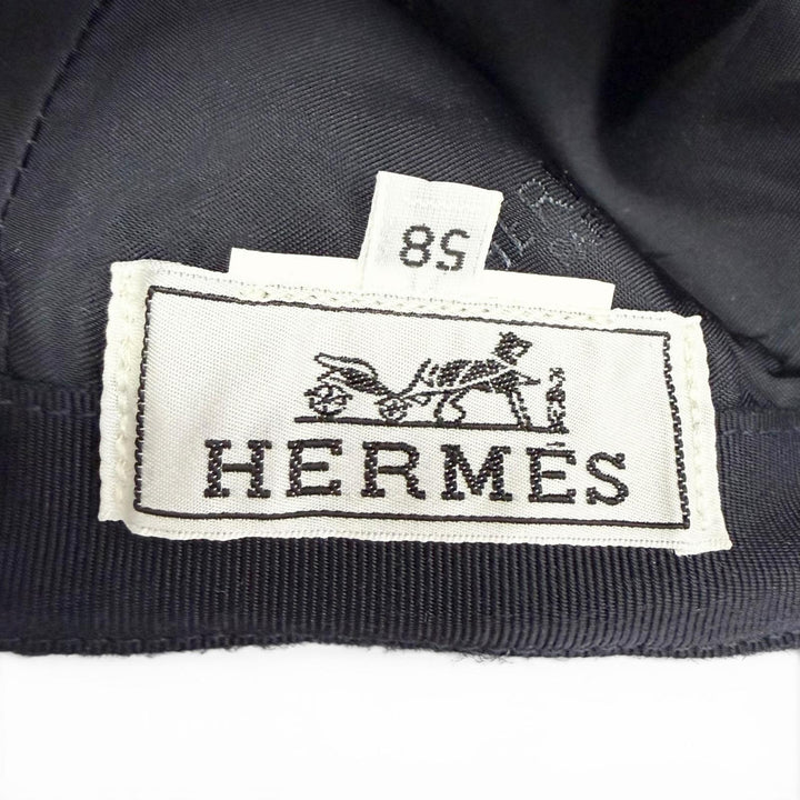 Great HERMES cap Serie Button H Logo Embroidery Felt Baseball Cap Hat Navy 58