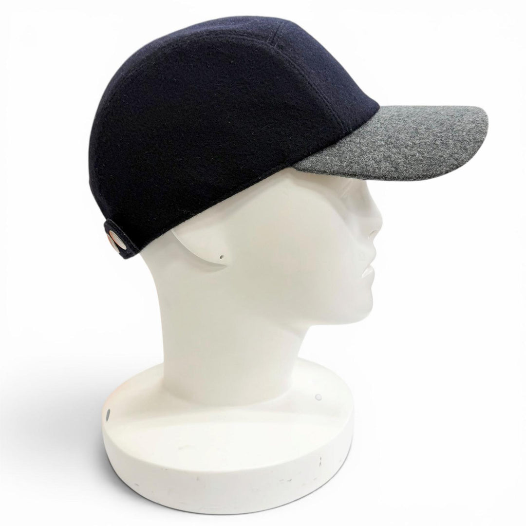 Great HERMES cap Serie Button H Logo Embroidery Felt Baseball Cap Hat Navy 58