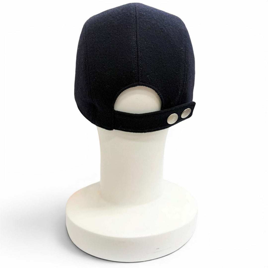 Great HERMES cap Serie Button H Logo Embroidery Felt Baseball Cap Hat Navy 58