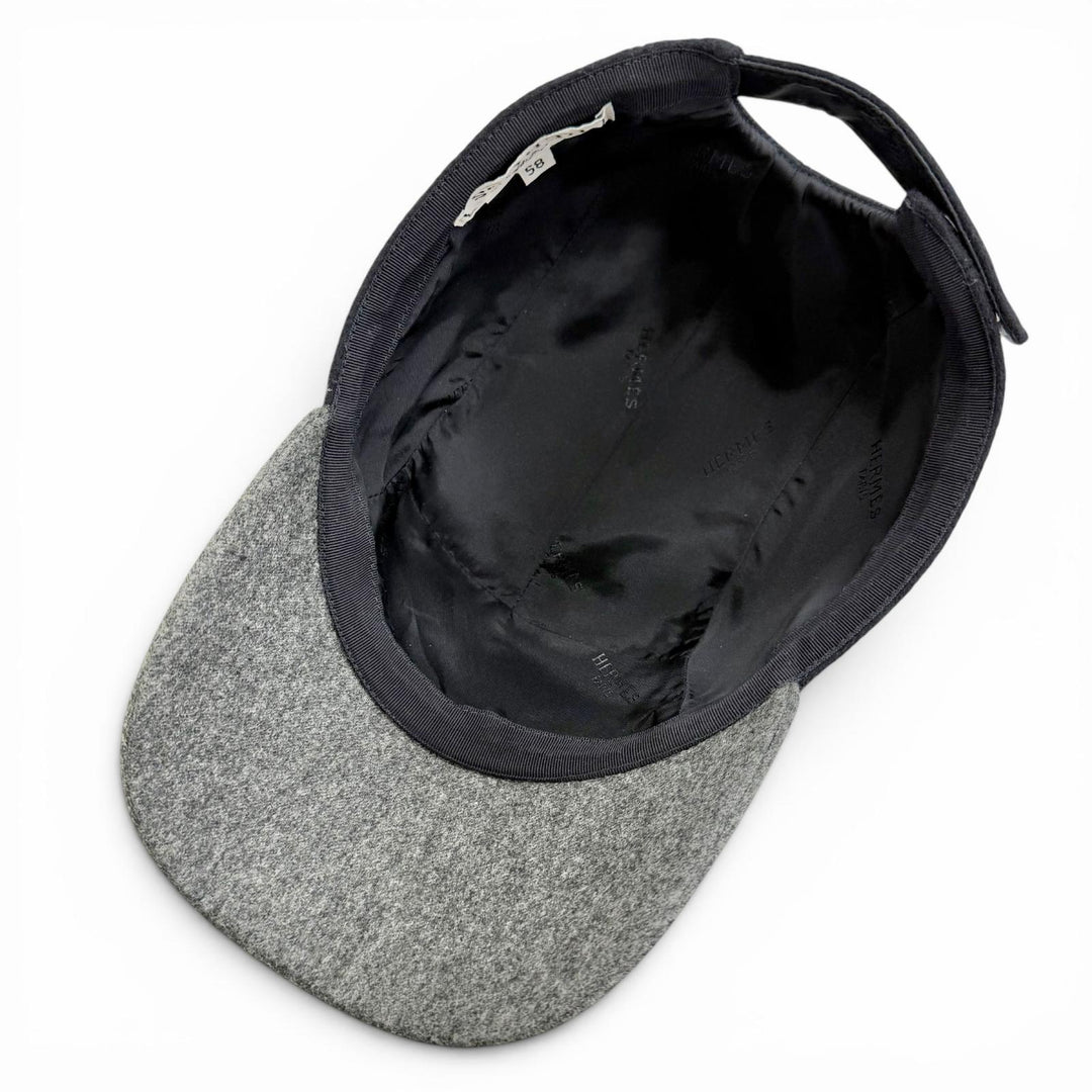 Great HERMES cap Serie Button H Logo Embroidery Felt Baseball Cap Hat Navy 58