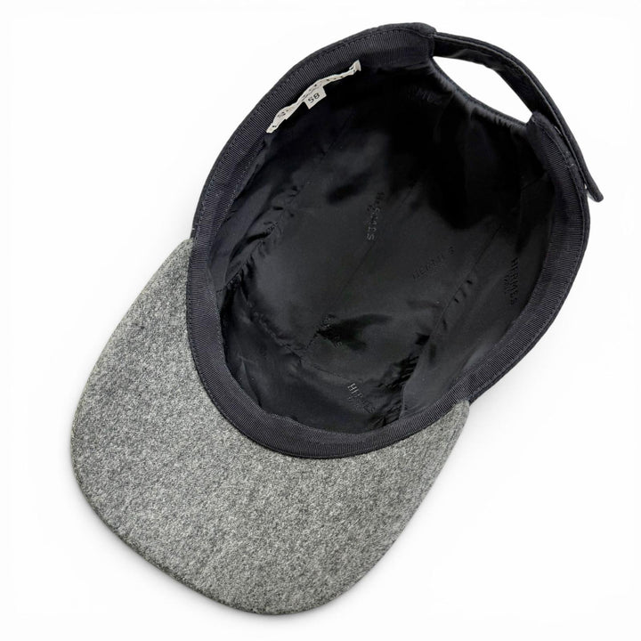 Great HERMES cap Serie Button H Logo Embroidery Felt Baseball Cap Hat Navy 58