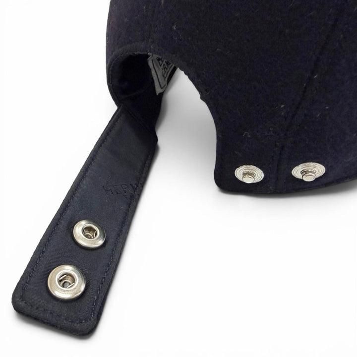 Great HERMES cap Serie Button H Logo Embroidery Felt Baseball Cap Hat Navy 58