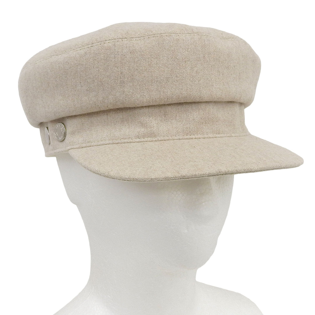 Excellent HERMES Casquette Serie Button Hat beige cashmere mens 57