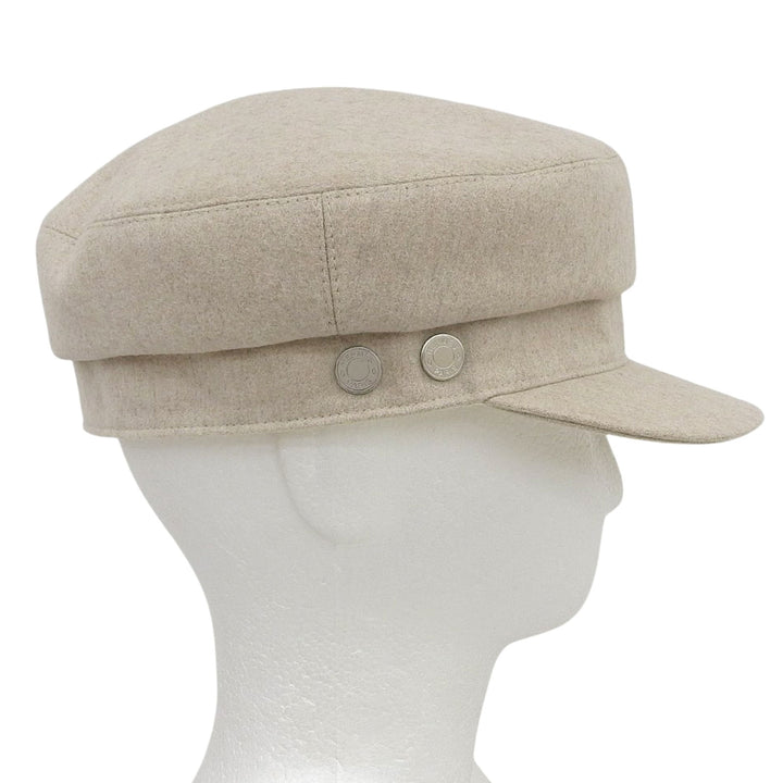 Excellent HERMES Casquette Serie Button Hat beige cashmere mens 57