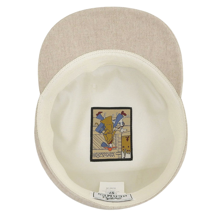 Excellent HERMES Casquette Serie Button Hat beige cashmere mens 57