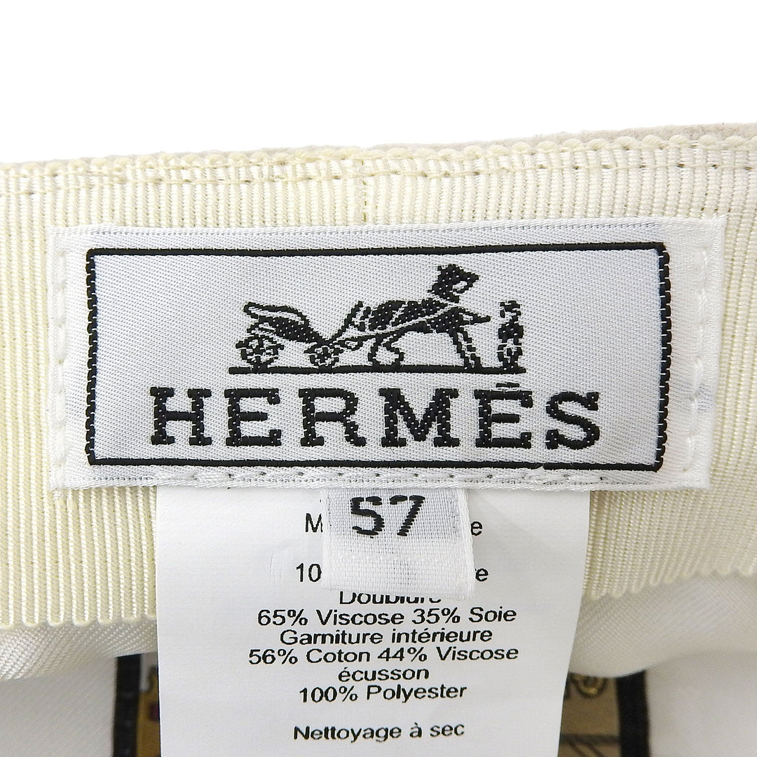 Excellent HERMES Casquette Serie Button Hat beige cashmere mens 57