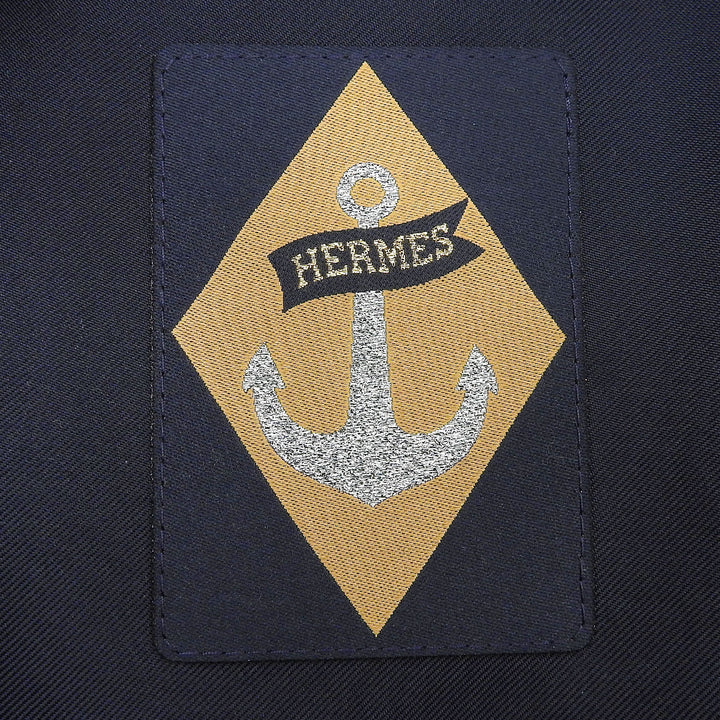 Excellent HERMES Casquette Vauban Sailor Glenn Metal Navy wool Women 58