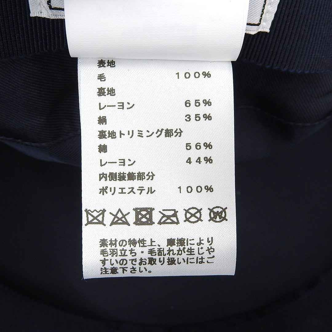 Excellent HERMES Casquette Vauban Sailor Glenn Metal Navy wool Women 58