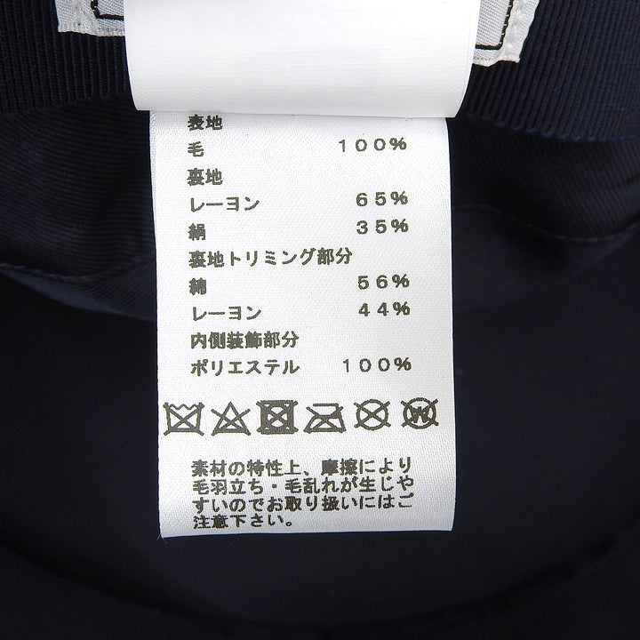 Excellent HERMES Casquette Vauban Sailor Glenn Metal Navy wool Women 58
