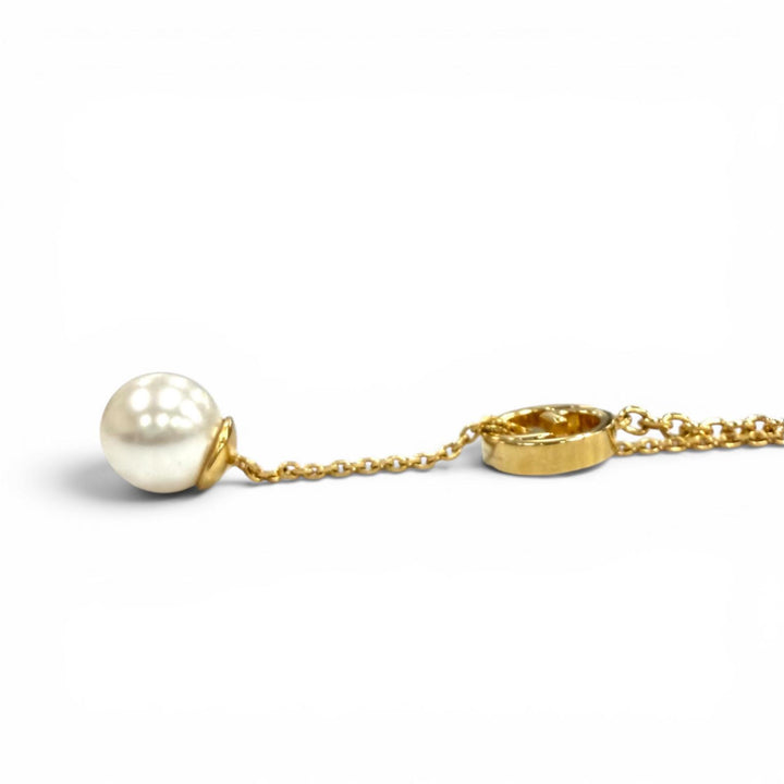 Excellent GUCCI Necklace Gucci Blondie Pearl Drop Necklace Interlocking G gold