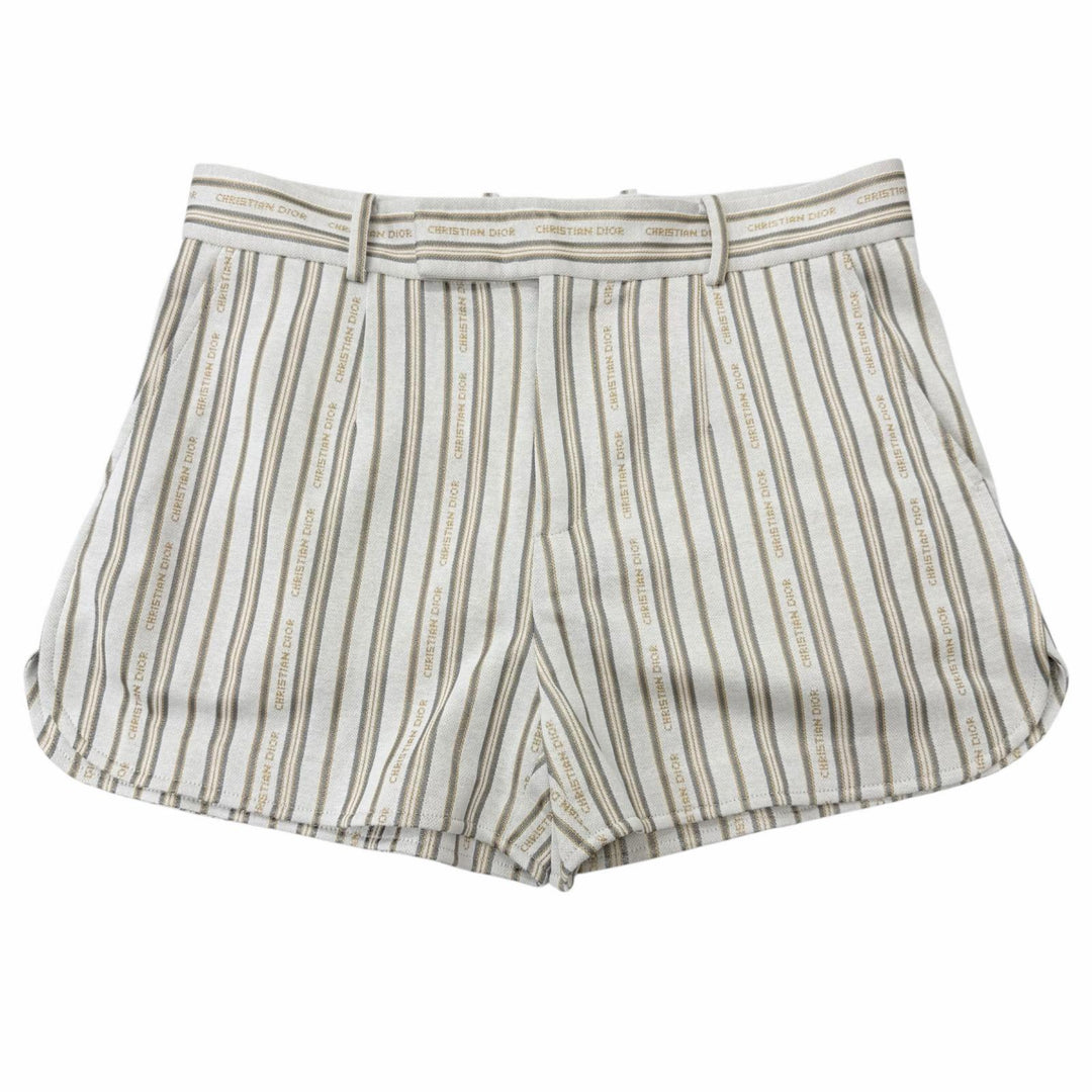 Excellent DIOR Shorts Striped Pattern Ivory system cotton mens M 113J101A0682